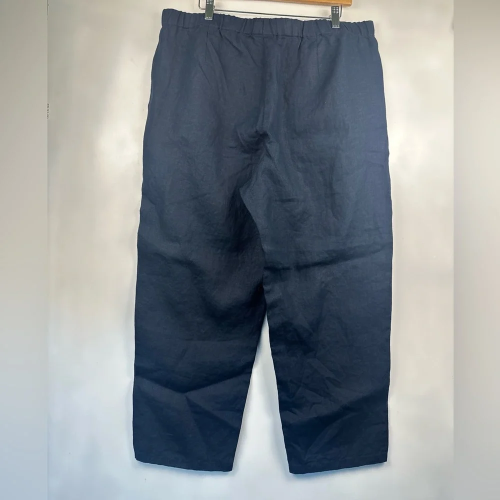 J. Jill Linen Pants Women's L Tall Blue‎ Pull On Crop NEW - Picture 2 of 9